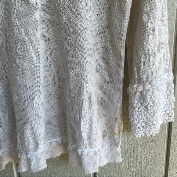 Kobi Halperin Sheer Lace Embroidered Tunic — Ivory (Size S) - Picture 4 of 8